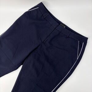Ryan Wythe Pants Navy Blue White Piping Cropped Trousers Plus Size 16W Office